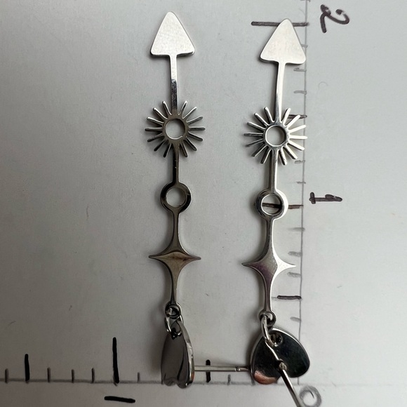 Delicate Silver Arrow Earrings - Trendy Long Dangle Earrings- Bohemian Earrings - Picture 7 of 8